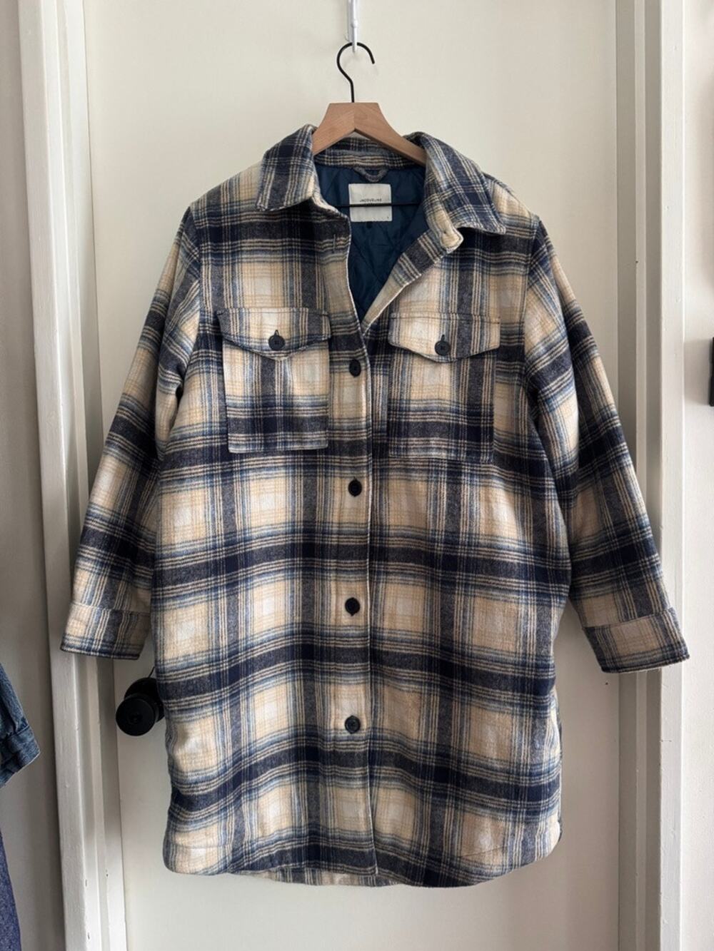 JACQUELINE DE YONG long line quilted flannel jacket - L